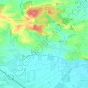 Topografische Karte Deutenhausen, Höhe, Relief