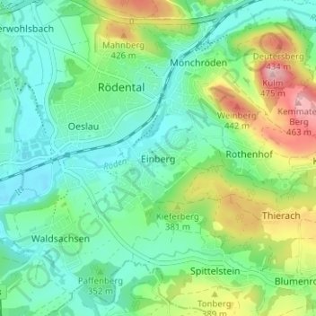 Topografische Karte Einberg, Höhe, Relief