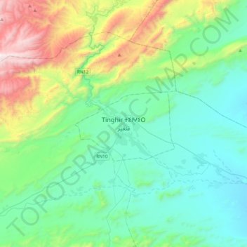 Topografische Karte Tinghir, Höhe, Relief