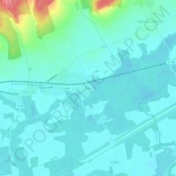 Topografische Karte Toury, Höhe, Relief