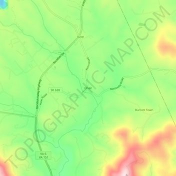 Topografische Karte Onan, Höhe, Relief