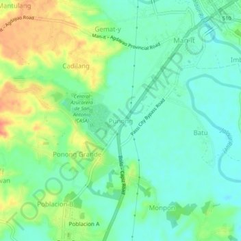 Topografische Karte Punong, Höhe, Relief