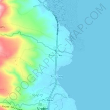 Topografische Karte Tinaogan, Höhe, Relief