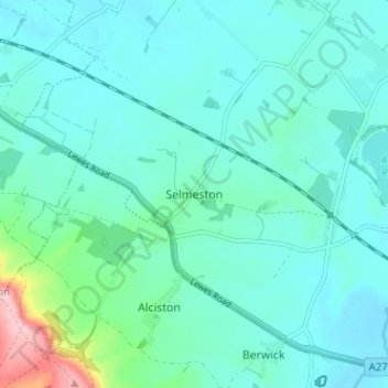 Topografische Karte Selmeston, Höhe, Relief