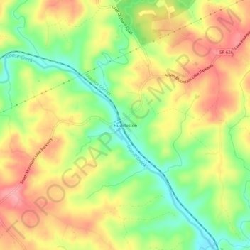 Topografische Karte Huddleston, Höhe, Relief