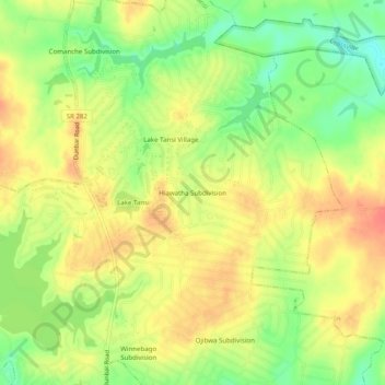 Topografische Karte Hiawatha Subdivision, Höhe, Relief
