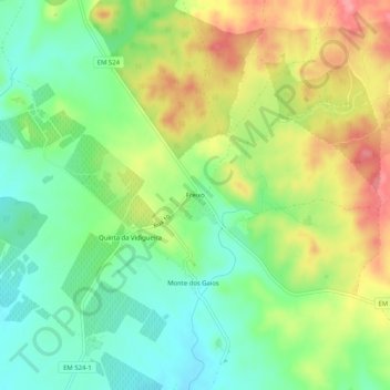 Topografische Karte Freixo, Höhe, Relief