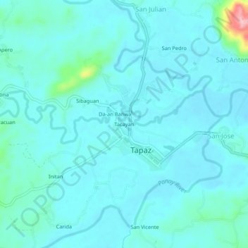 Topografische Karte Tacayan, Höhe, Relief