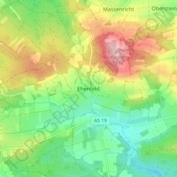 Topografische Karte Ehenfeld, Höhe, Relief