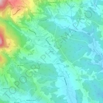 Topografische Karte Furth, Höhe, Relief