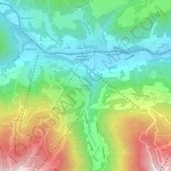 Topografische Karte Preunegg, Höhe, Relief