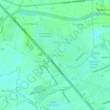 Topografische Karte Pio Cruzcosa, Höhe, Relief