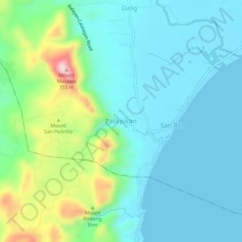 Topografische Karte Palikpikan, Höhe, Relief
