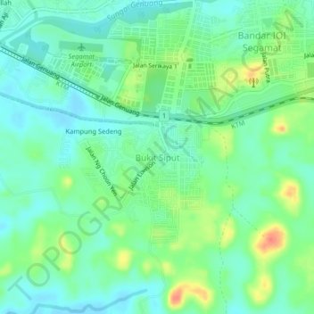Topografische Karte Bukit Siput, Höhe, Relief