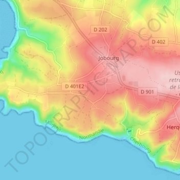 Topografische Karte Ribon, Höhe, Relief