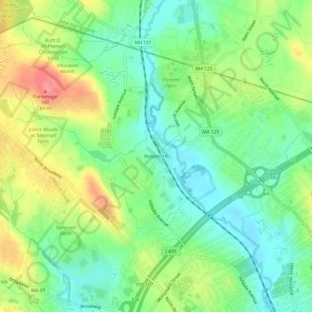 Topografische Karte Rosemont, Höhe, Relief