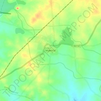 Topografische Karte Makhtal, Höhe, Relief