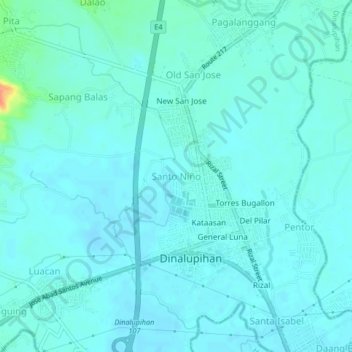 Topografische Karte Santo Niño, Höhe, Relief
