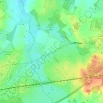 Topografische Karte Murrell Green, Höhe, Relief