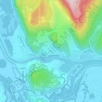 Topografische Karte Pluvis, Höhe, Relief