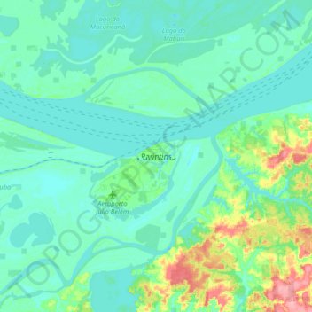 Topografische Karte Parintins, Höhe, Relief