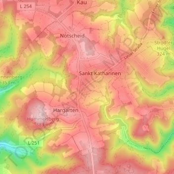 Topografische Karte Noll, Höhe, Relief