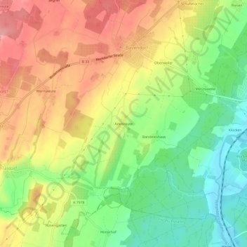 Topografische Karte Adelsreute, Höhe, Relief