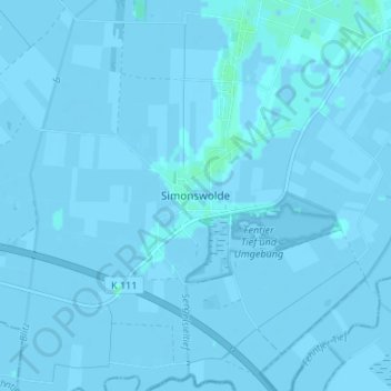 Topografische Karte Simonswolde, Höhe, Relief