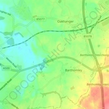 Topografische Karte Smith's Green, Höhe, Relief