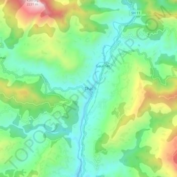 Topografische Karte Thal, Höhe, Relief