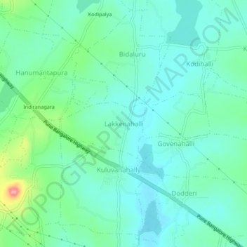 Topografische Karte Lakkenahalli, Höhe, Relief