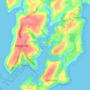 Topografische Karte Percuil, Höhe, Relief
