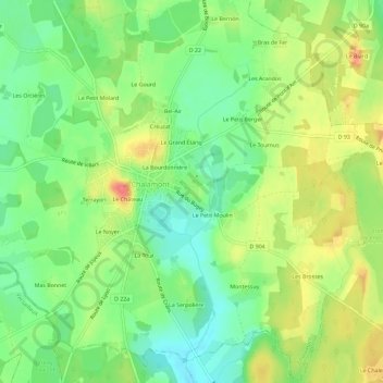 Topografische Karte La Chavetière, Höhe, Relief