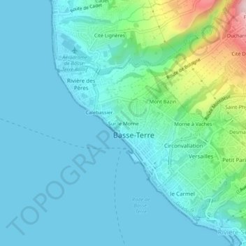 Topografische Karte Sur le Morne, Höhe, Relief