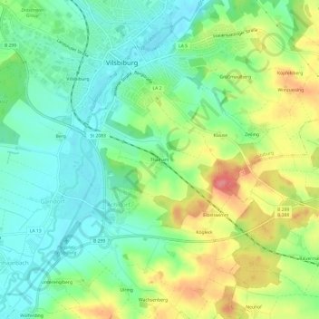Topografische Karte Thalham, Höhe, Relief