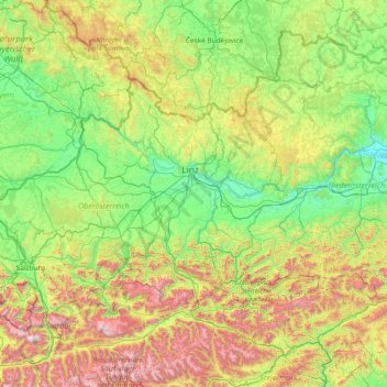 Topografische Karte Linz-Land, Höhe, Relief