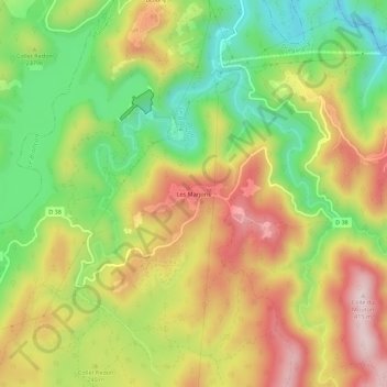 Topografische Karte Les Marjoris, Höhe, Relief