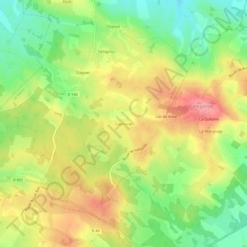 Topografische Karte Cayrouse, Höhe, Relief