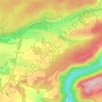 Topografische Karte Les Étangs, Höhe, Relief