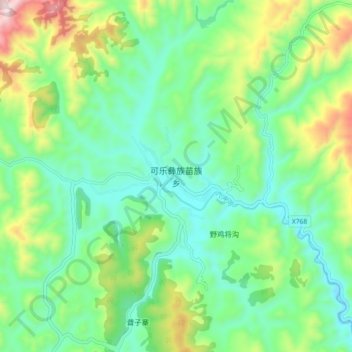 Topografische Karte 可乐彝族苗族乡, Höhe, Relief