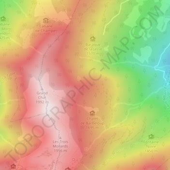 Topografische Karte Rocher du Cra, Höhe, Relief