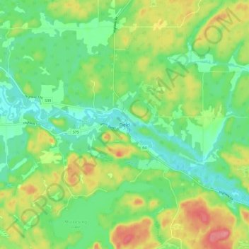 Topografische Karte Field, Höhe, Relief