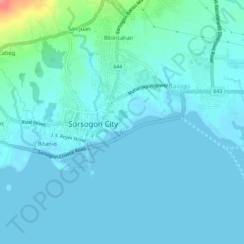Topografische Karte Sampaloc, Höhe, Relief