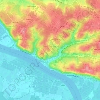 Topografische Karte L'Hortie, Höhe, Relief