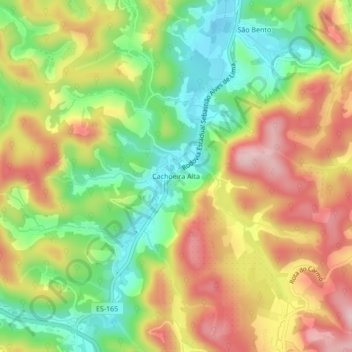 Topografische Karte Cachoeira Alta, Höhe, Relief