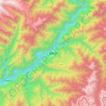Topografische Karte 墨脱县, Höhe, Relief