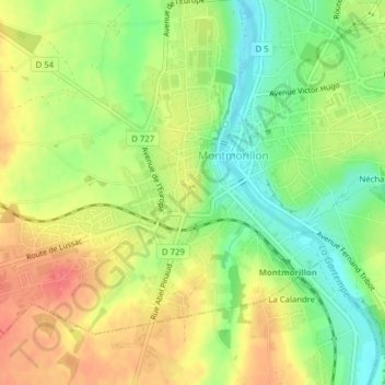 Topografische Karte La Maison Dieu, Höhe, Relief