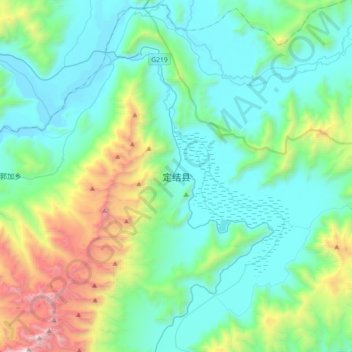 Topografische Karte 定结县, Höhe, Relief