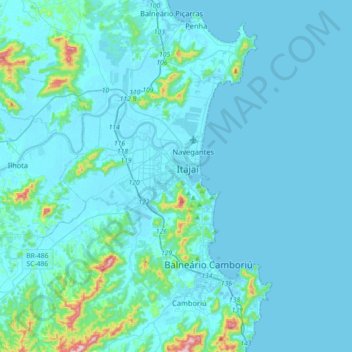 Topografische Karte Itajaí, Höhe, Relief