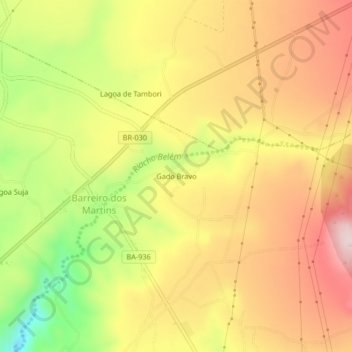 Topografische Karte Gado Bravo, Höhe, Relief